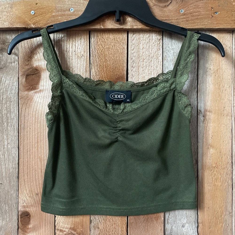 Cider Green Ruched Sleeveless Camisole